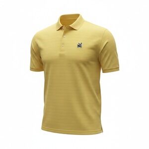 Nick Price Cool-Luxe Mens XXL Yellow Striped Golf Polo Palm Tree Logo Cotton